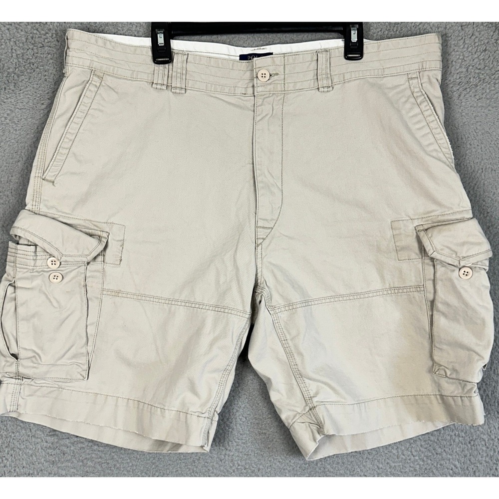 Polo Ralph Lauren Shorts Mens 42 Beige Cargo Utility Flat Front Casual Outdoor